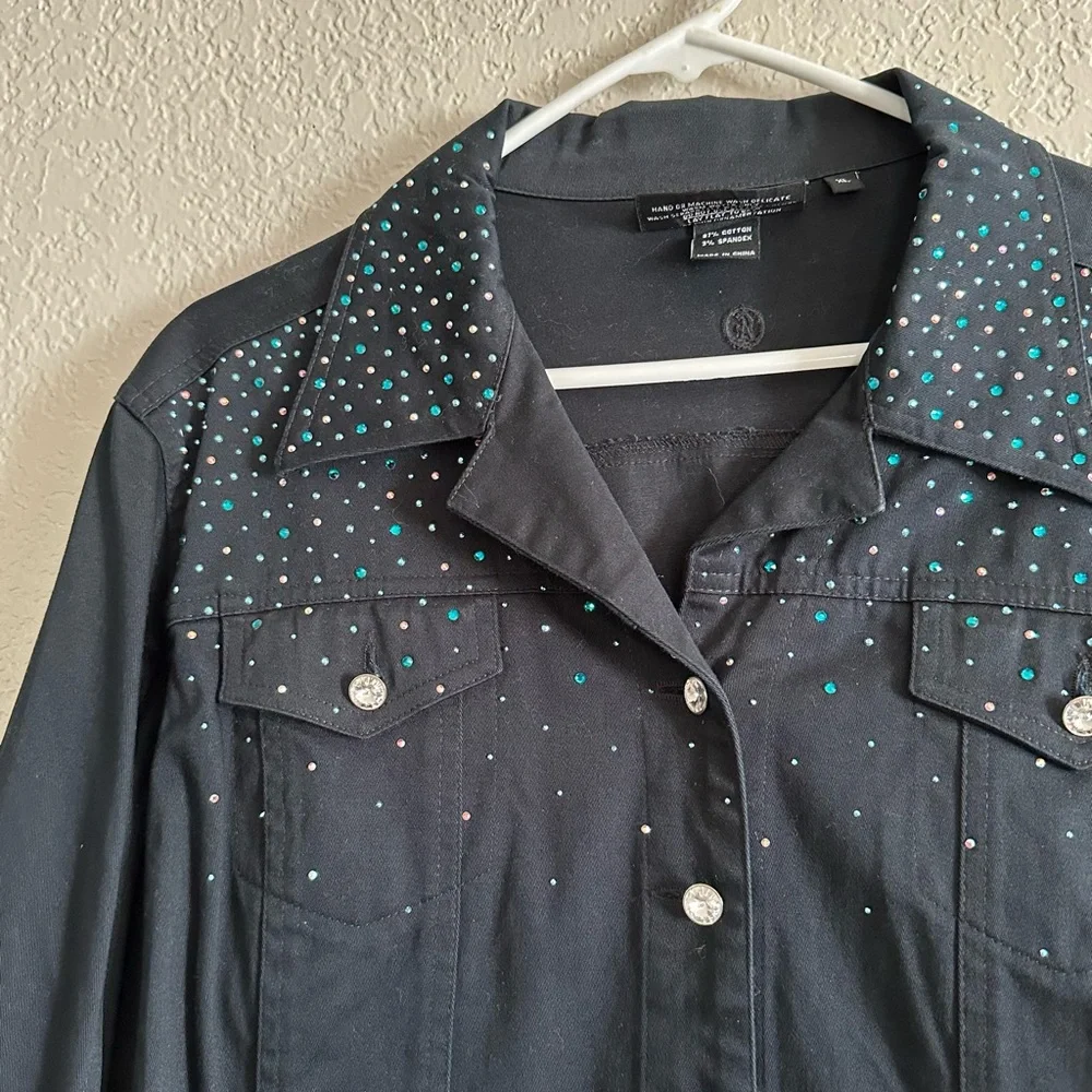 Christine Alexander women’s black vintage 90s denim jacket size XL - Picture 3 of 5